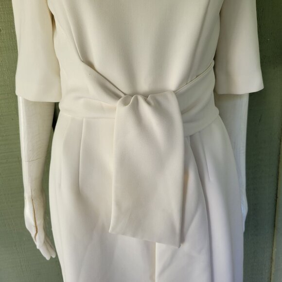ALICE + OLIVIA Virgin Boat Neck Wrap Belt Dress 4 Off White - Picture 7 of 9